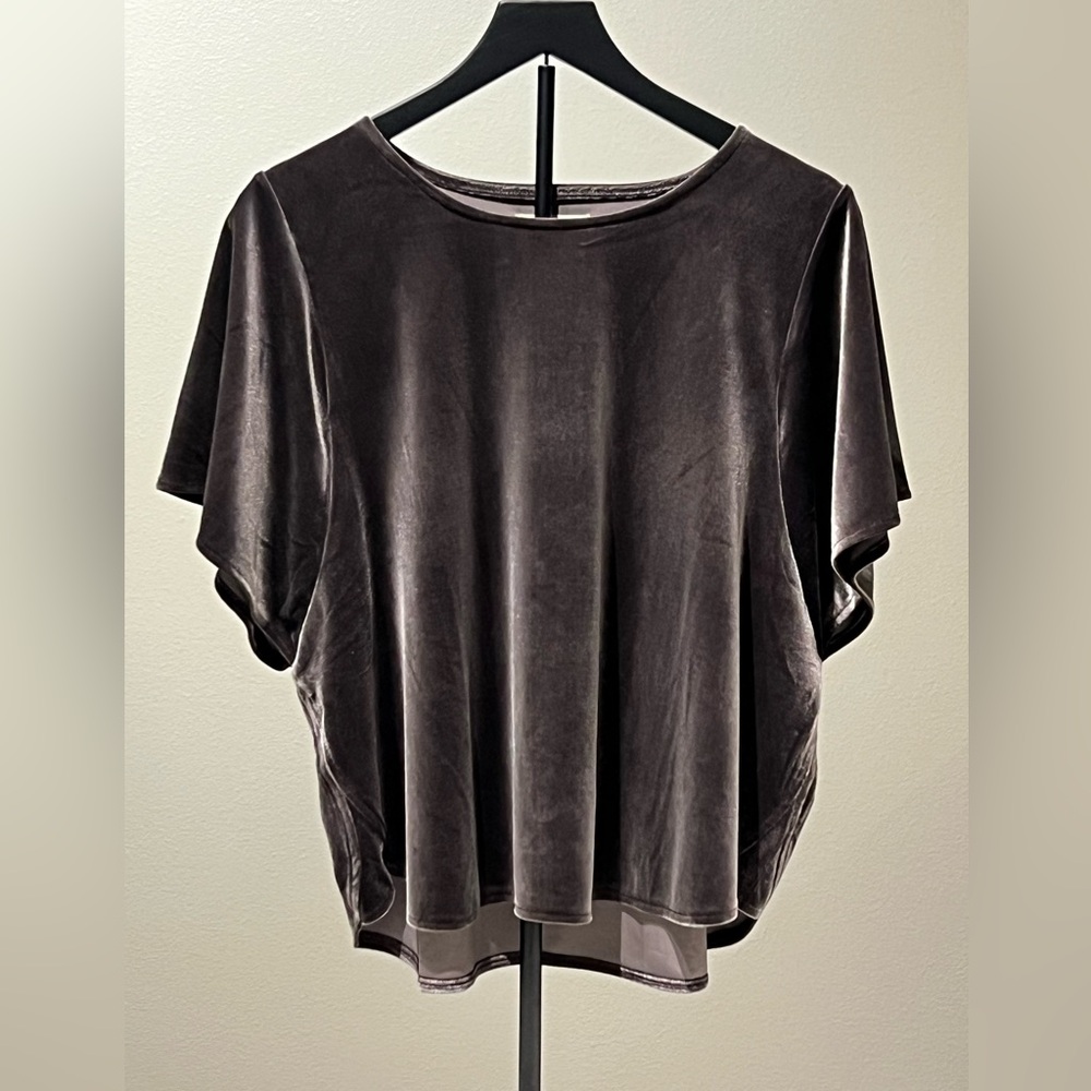 Madewell Velvet Short Sleeve Top in Pewter